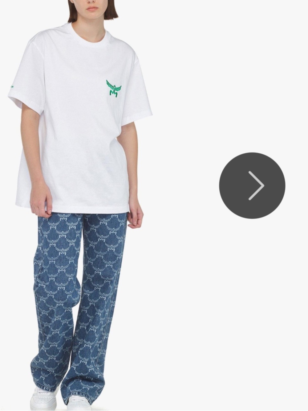 MCM White Honey DIJON  X organic cotton T shirt, Green Chest Logo( Unisex